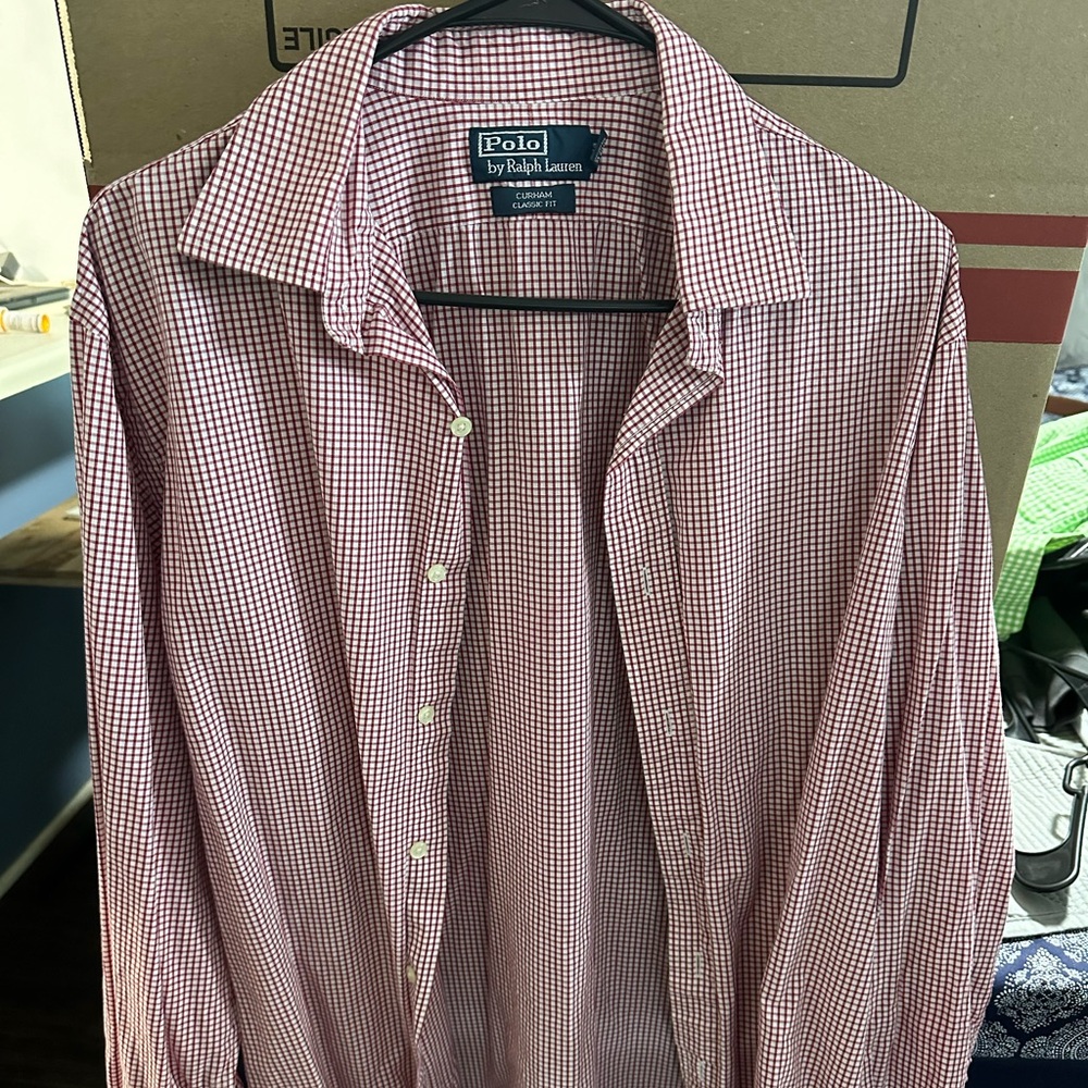 Polo Ralph Lauren Long Sleeve Button Up Shirt. Color Red. Size 16.5